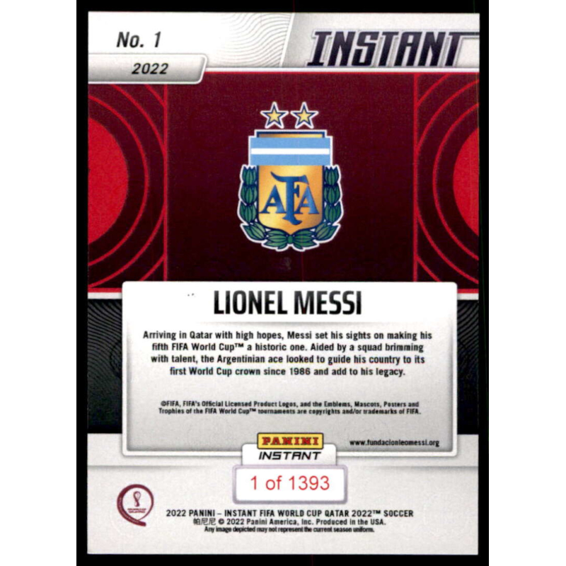 1 Lionel Messi Argentina Panini Instant Qatar World Cup 2022
