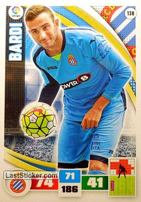 138 · Bardi · R.C.D. Espanyol · Básica - Panini Adrenalyn XL Liga BBVA 2015-16