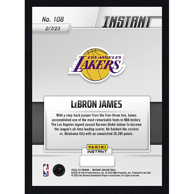 Lebron James Panini Instant 108 Limited Edition