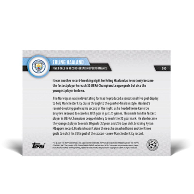 Erling Haaland Five Goals in Record-Breaking Performance - UCL TOPPS NOW® Carta 90