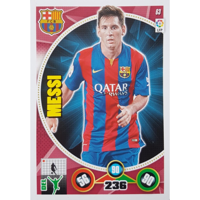 63 Lionel Messi F.C. Barcelona Panini Adrenalyn XL 2014-15…