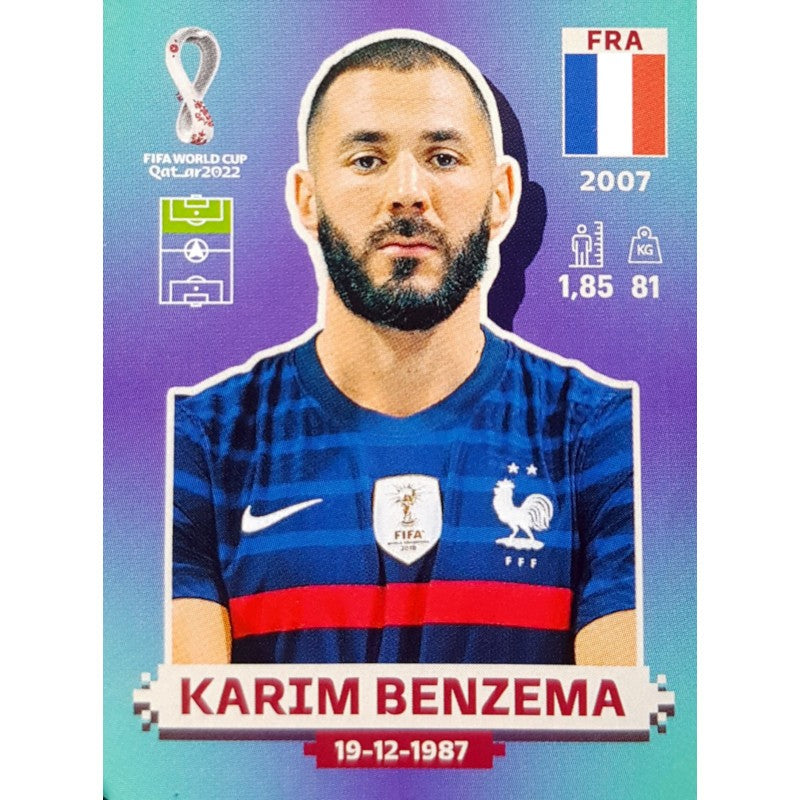 FRA16 Karim Benzema France Panini Qatar World Cup 2022