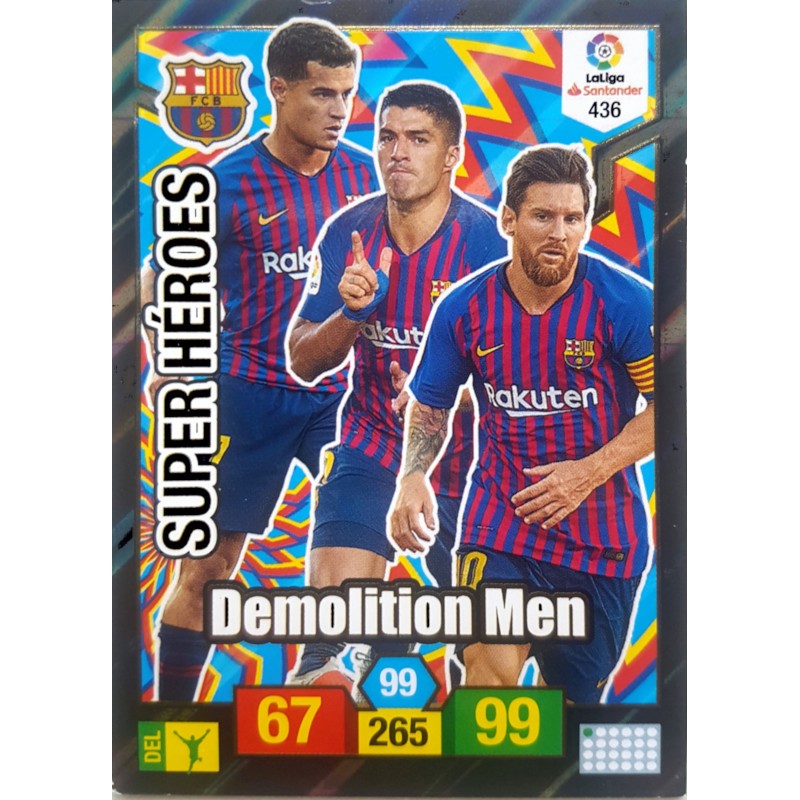 436 Lionel Messi Coutinho Luis Suarez Demolition Men F.C. Barcelona Panini Adrenalyn XL 2018-19