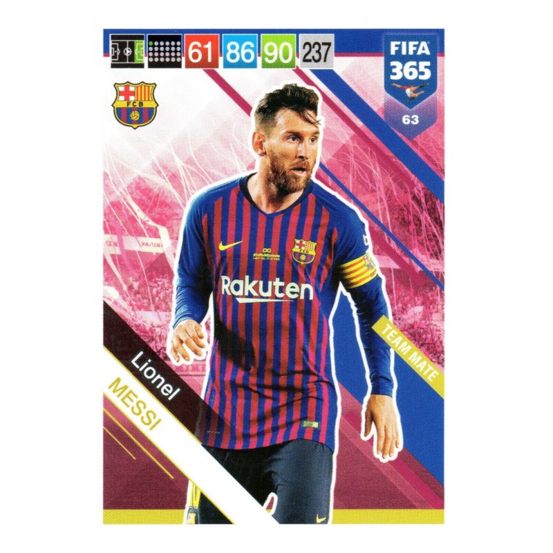 63 Lionel Messi F.C. Barcelona Panini Adrenalyn XL Fifa 365 2018-19