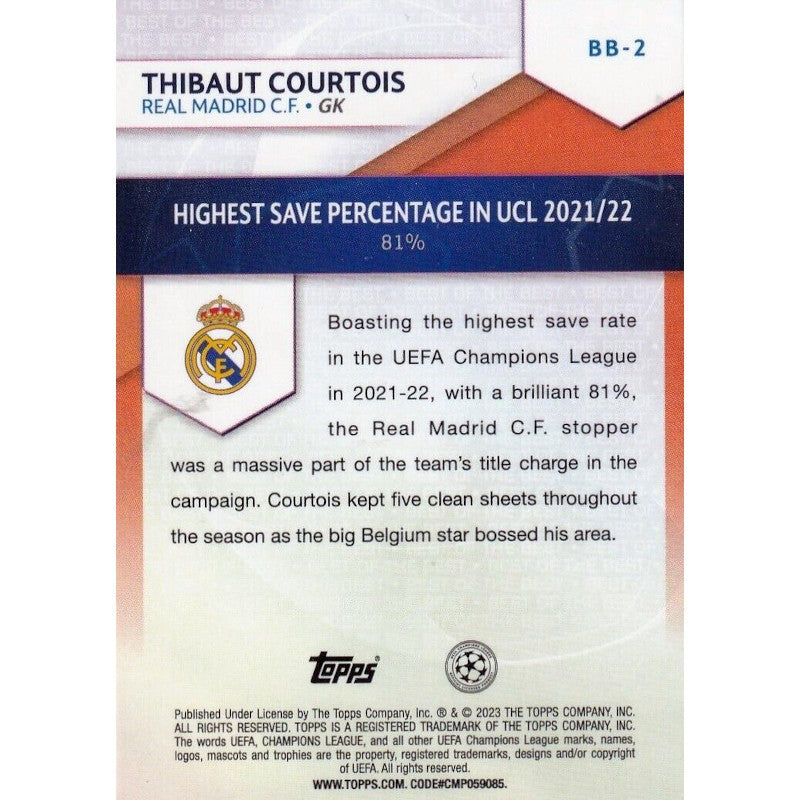 BB-2 Thibaut Courtois Madrid Best of the Best Topps Flagship 2022-23