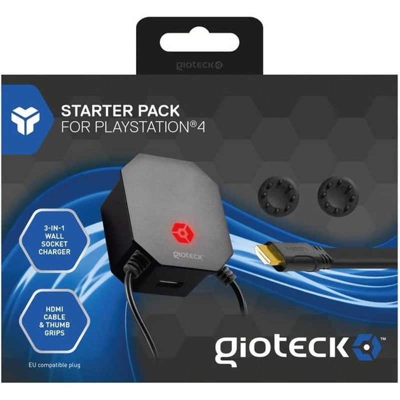 Gioteck Starter Pack: Cargador, USB, HDMI 4K, 2 Grips.