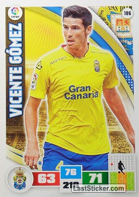 186 · Vicente Gómez · U.D. Las Palmas · Básica - Panini Adrenalyn XL Liga BBVA 2015-16