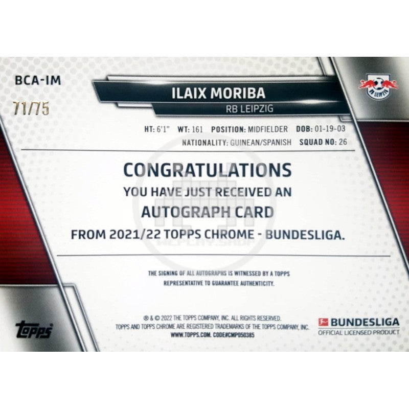 Ilaix Moriba RB Leipzig Topps Chrome Bundesliga 2021/22