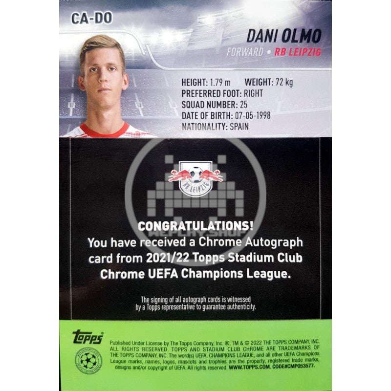 Dani Olmo RB Leipzig Topps Stadium Club Crome UEFA Champions League 2021/22