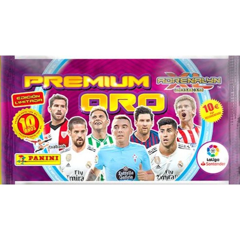 Sobre Premium Oro Adrenalyn XL 2018-19 de Panini, Edición Limitada