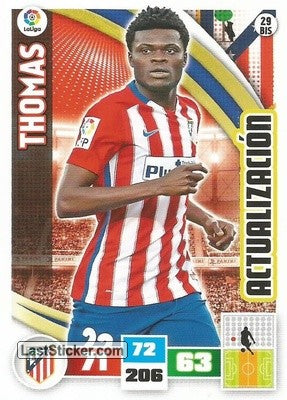 029BIS · Thomas · Atlético de Madrid · Actualización (BIS) - Panini Adrenalyn XL Liga BBVA 2015-16