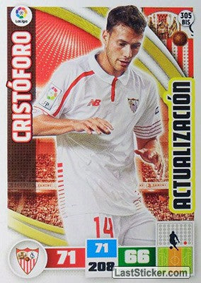 305BIS · Cristóforo · Sevilla F.C. · Actualización (BIS) - Panini Adrenalyn XL Liga BBVA 2015-16