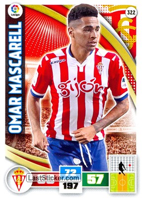 322 · Omar Mascarell · Real Sporting · Básica - Panini Adrenalyn XL Liga BBVA 2015-16