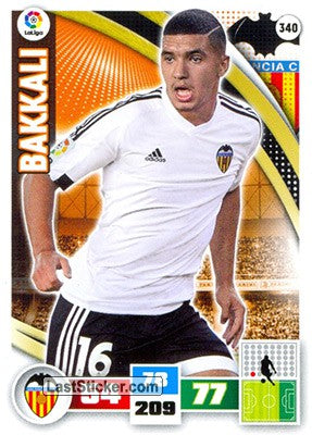 340 · Bakkali · Valencia C.F. · Básica - Panini Adrenalyn XL Liga BBVA 2015-16