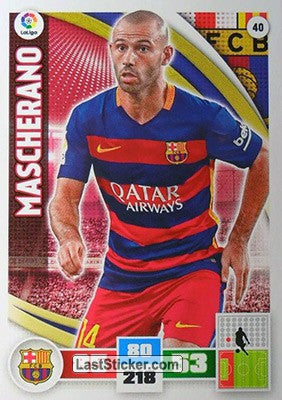 040 · Mascherano · F.C. Barcelona · Básica - Panini Adrenalyn XL Liga BBVA 2015-16