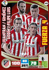 419 · Juanfran - Giménez - Godín - Filipe Luis · Atlético de Madrid · Fuerza 4 - Panini Adrenalyn XL Liga BBVA 2015-16