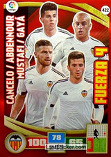 422 · Cancelo - Abdennour - Mustafi - Gayá · Valencia C.F.. · Fuerza 4 - Panini Adrenalyn XL Liga BBVA 2015-16