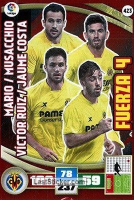 423 · Mario - Musacchio - Víctor Ruiz - Jaume Costa · Villarreal C.F. · Fuerza 4 - Panini Adrenalyn XL Liga BBVA 2015-16