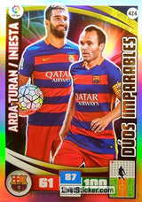 424 · Arda Turan - Iniesta · F.C. Barcelona · Dúos Imparables - Panini Adrenalyn XL Liga BBVA 2015-16