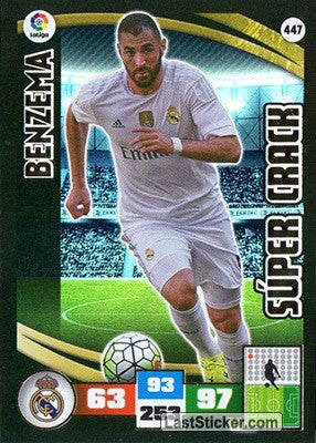 447 · Benzema · Real Madrid · Súper Crack - Panini Adrenalyn XL Liga BBVA 2015-16