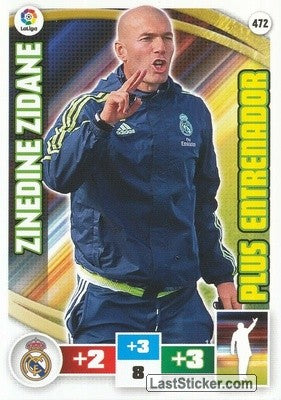472 · Zinedine Zidane · Real Madrid · Plus Entrenador - Panini Adrenalyn XL Liga BBVA 2015-16