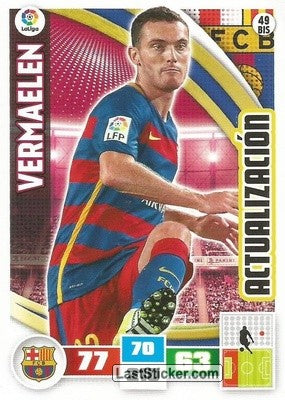 049BIS · Vermaelen · F.C. Barcelona · Actualización (BIS) - Panini Adrenalyn XL Liga BBVA 2015-16