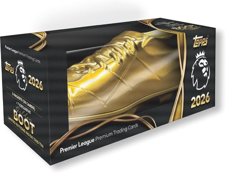 Lata Metálica Topps Premier League 2026 – Golden Boot Tin Edición Debut de 57 Cartas (Año 2025)