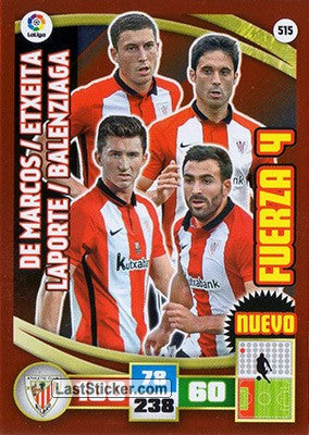 515 · De Marcos - Etxeita - Laporte - Balenziaga · Athletic Club · Nuevo Fuerza 4 - Panini Adrenalyn XL Liga BBVA 2015-16