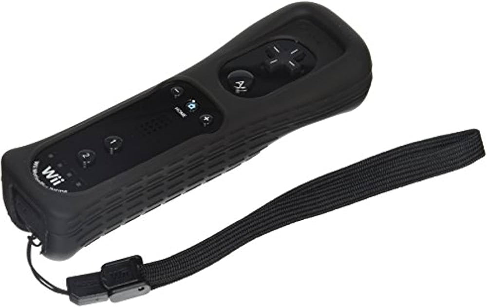 Mando Oficial Nintendo Wii Remote Plus (Negro) – Controlador Inalámbrico con MotionPlus Integrado, Funda y Correa (2010)