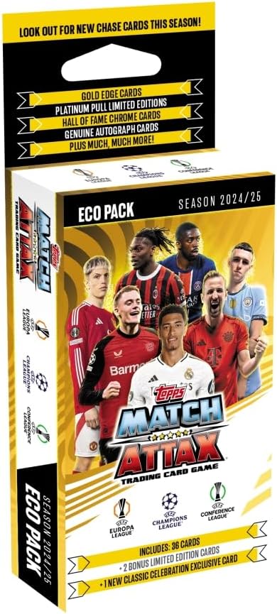 Paquete Topps Match Attax Champions League 2024/25 – Eco Pack de 39 Cartas (Año 2024)