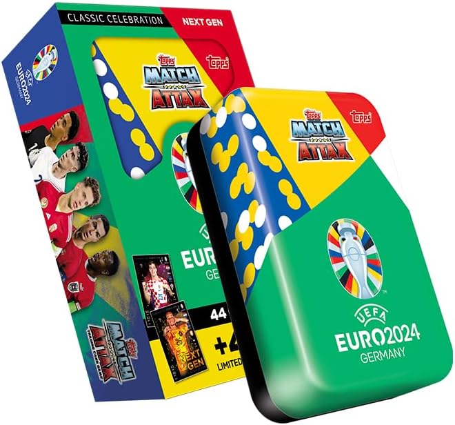 Lata Mega Tin Topps Match Attax UEFA Euro 2024 Germany – Edición Especial Next Gen de 48 Cartas (Año 2024)
