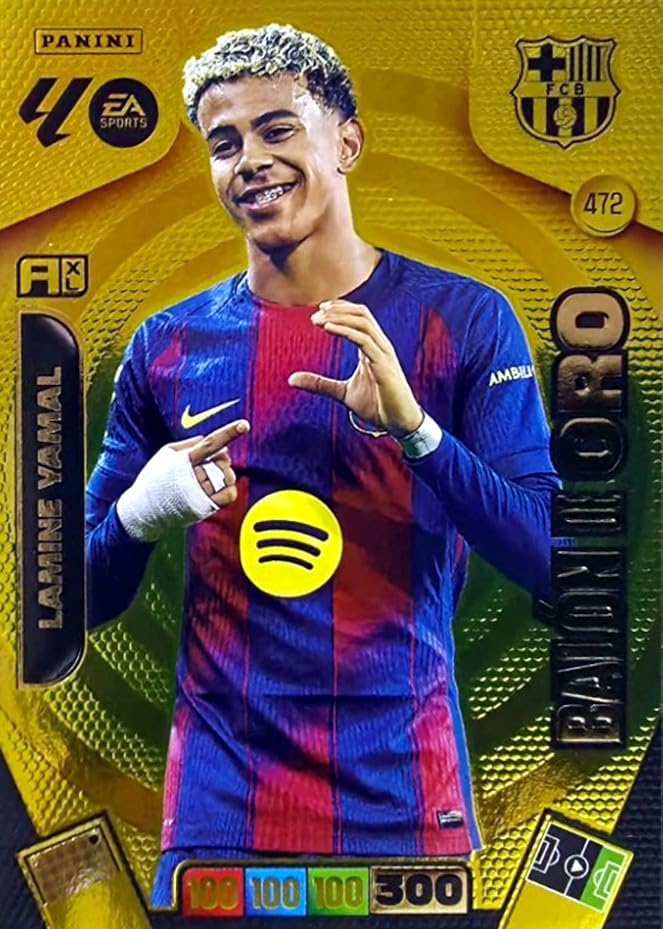 Carta Lamine Yamal Panini Adrenalyn XL LaLiga 2025/26 – Balón de Oro #472 (Año 2025)
