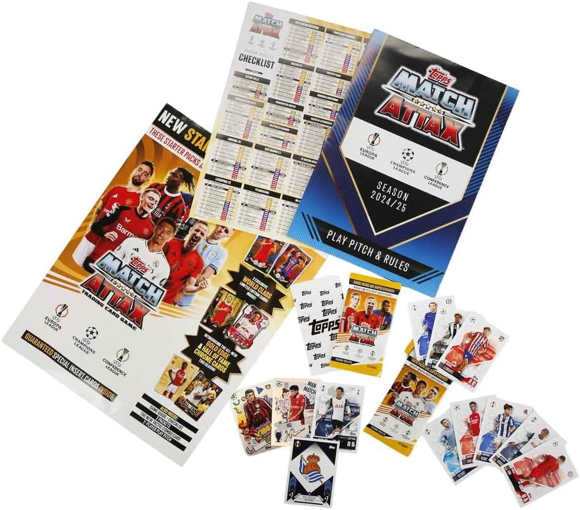 Pack de Inicio Topps Match Attax Champions League 2024/25 – Starter Pack Oficial con Archivador (Año 2024)