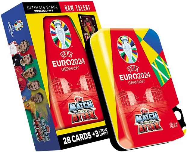 Lata Booster Tin 1 Topps Match Attax UEFA Euro 2024 Germany – Edición Raw Talent (Año 2024)