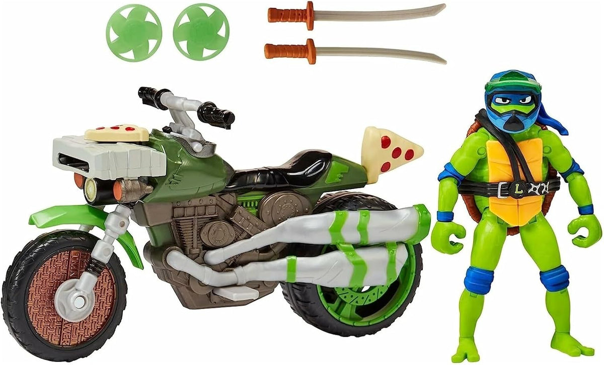 Pack Tortugas Ninja Caos Mutante Moto Ninja Kick Cycle con Figura de Leonardo 11.5 cm – Playmates / Famosa (2023)