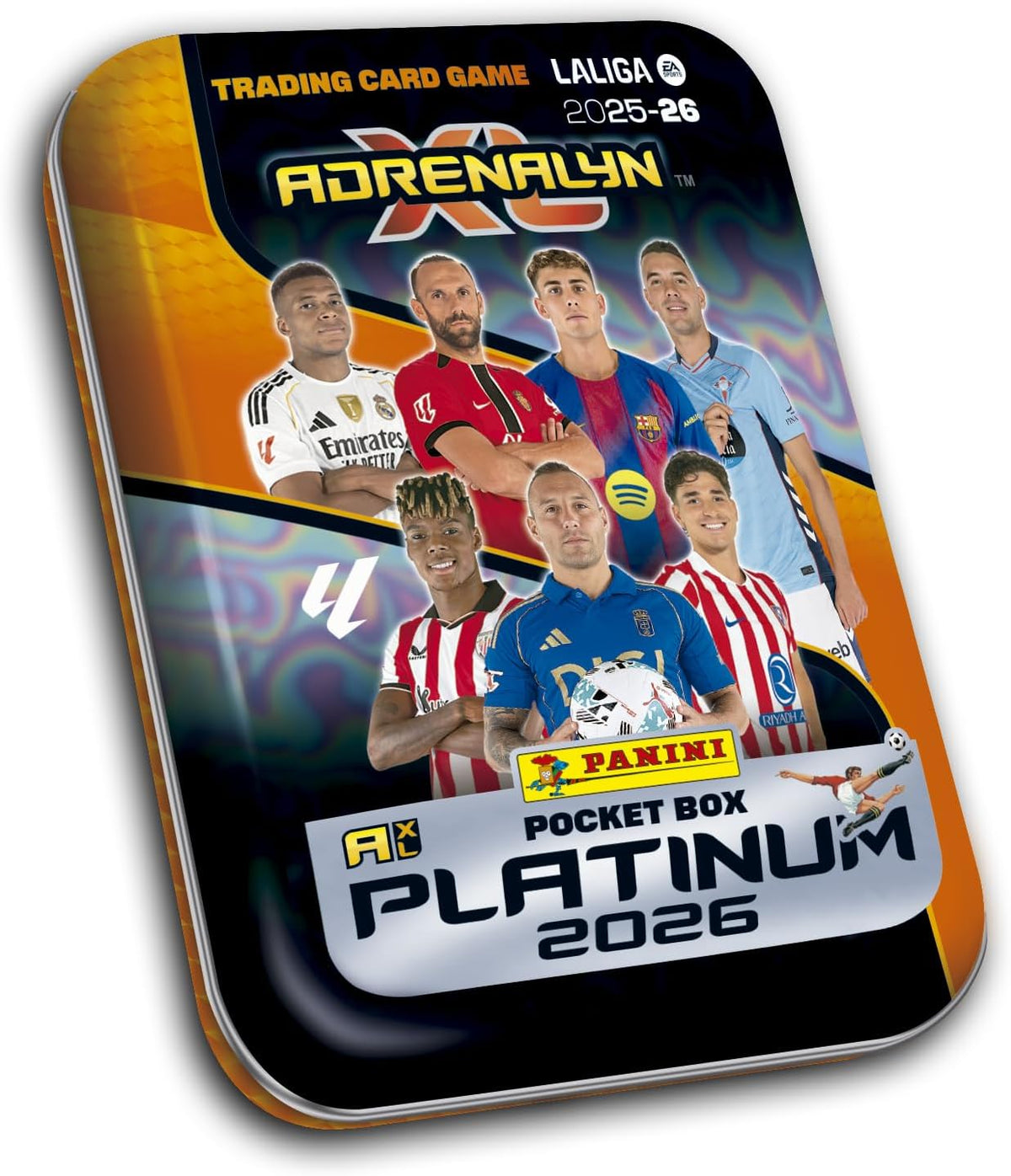 Lata Pocket Box Platinum Panini Adrenalyn XL LALIGA 2025/26 – Colección Oficial Cartas Fútbol Especiales NUEVA