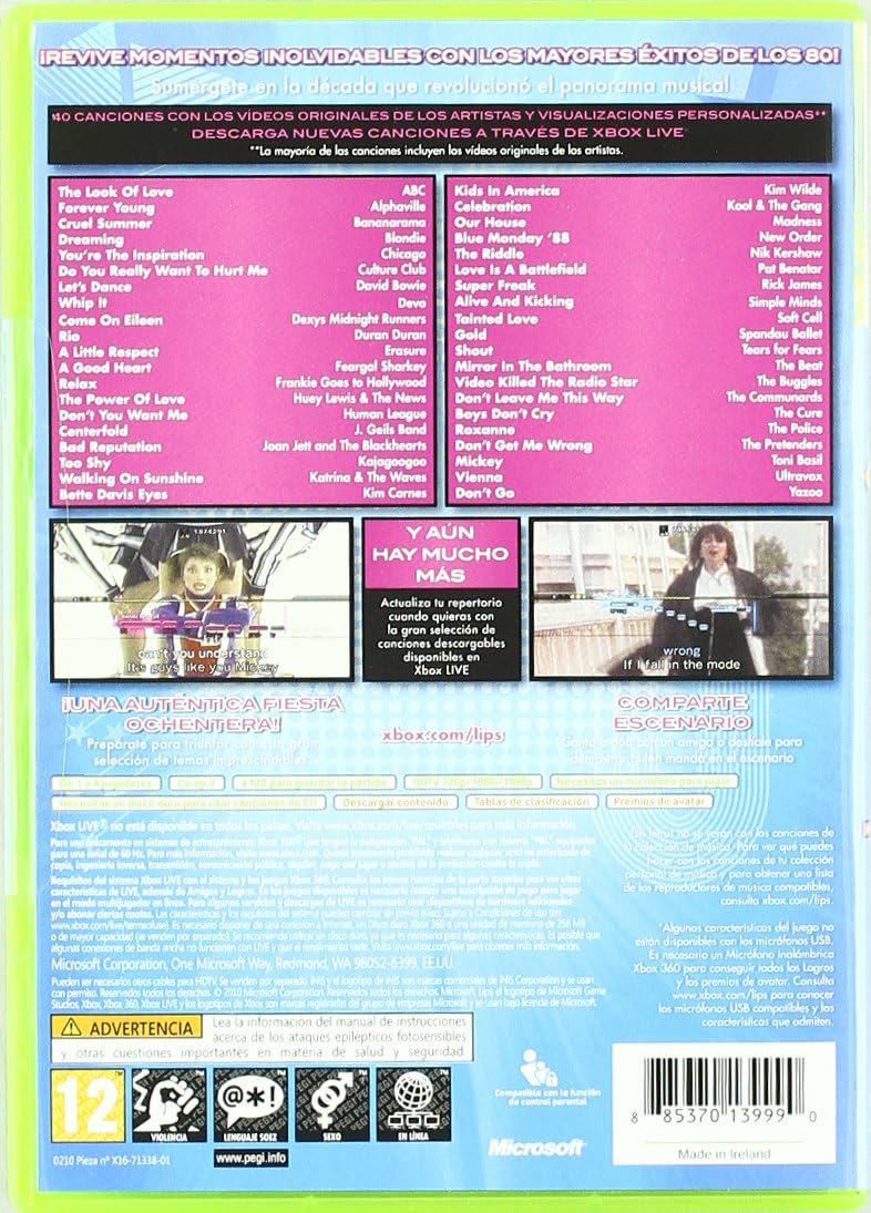 Lips: I Love the 80s (Xbox 360) – Videojuego Físico NUEVO Y PRECINTADO – Clásicos de Karaoke (2010)