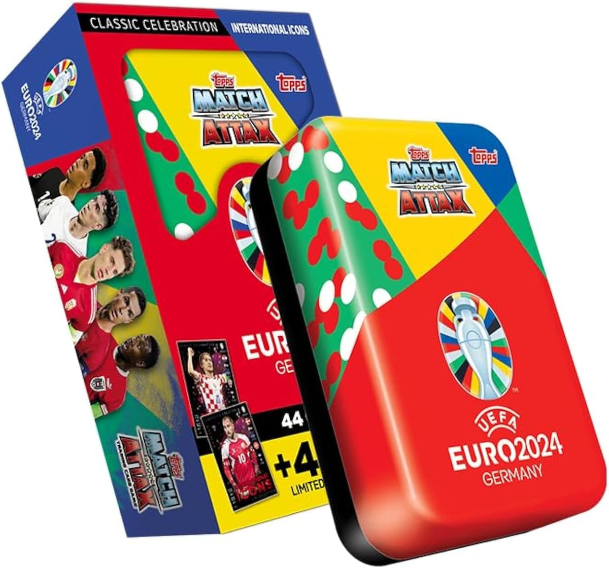 Lata Mega Tin Topps Match Attax UEFA Euro 2024 Germany – Edición Especial de 48 Cartas (Año 2024)