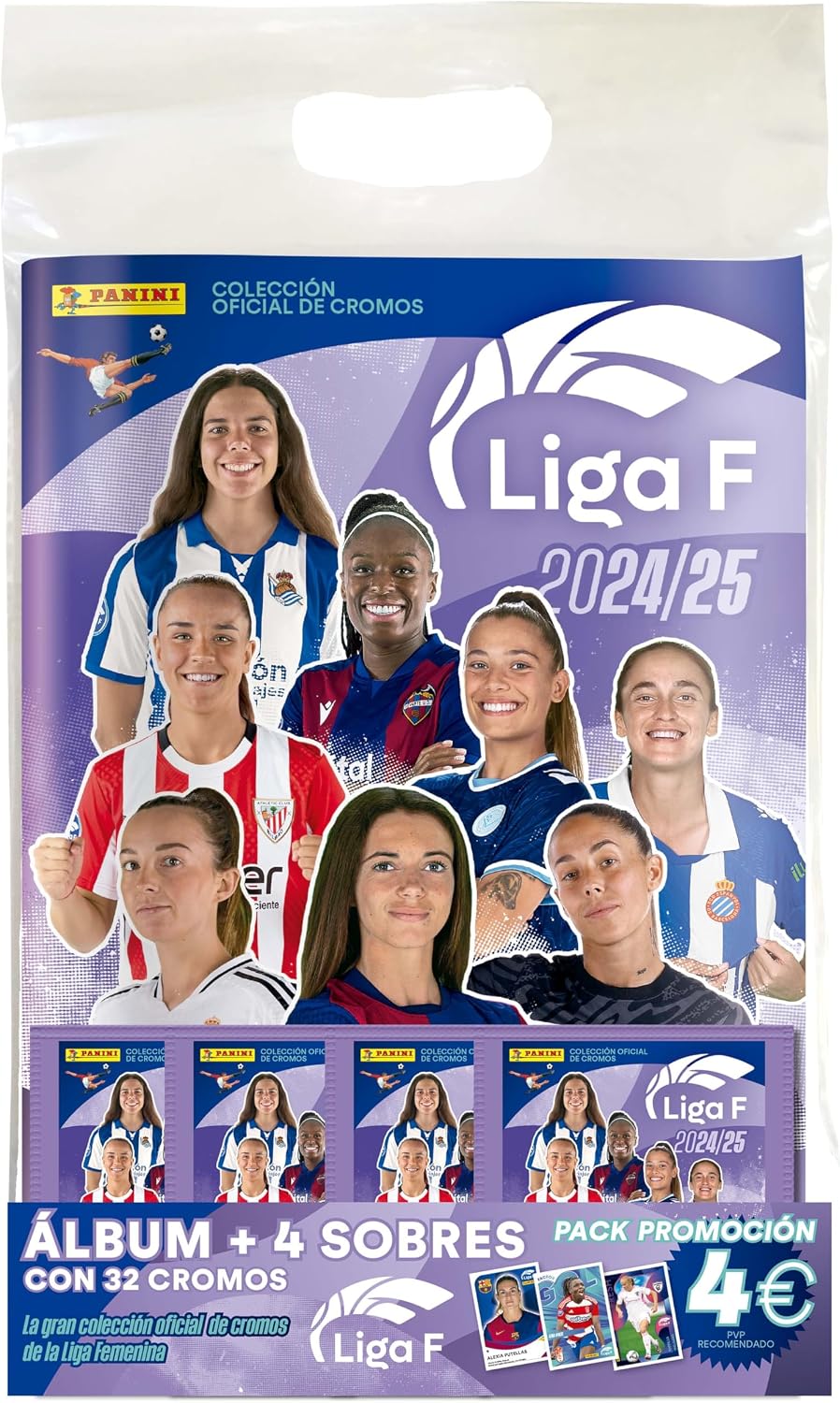 Pack Promocional Panini Liga F 2024/25 Álbum + 4 Sobres (32 Cromos) – Panini (2025)