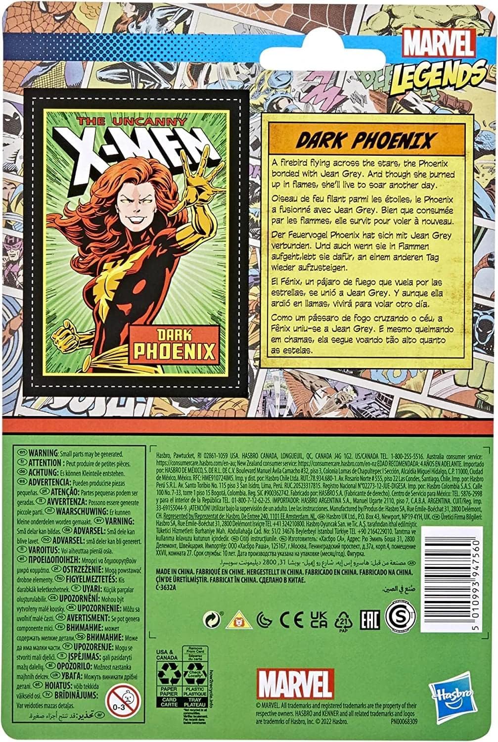 Figura Hasbro Marvel Legends Retro 375 Collection: The Uncanny X-Men - Dark Phoenix de 9.5 cm (#F3818) - Año 2022