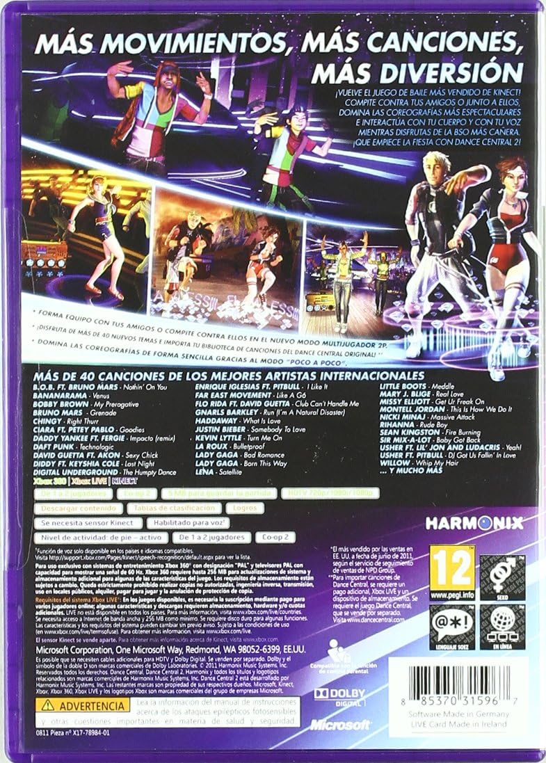 Dance Central 2 (Xbox 360) – Videojuego Físico NUEVO Y PRECINTADO – Compatible con Kinect (2011)