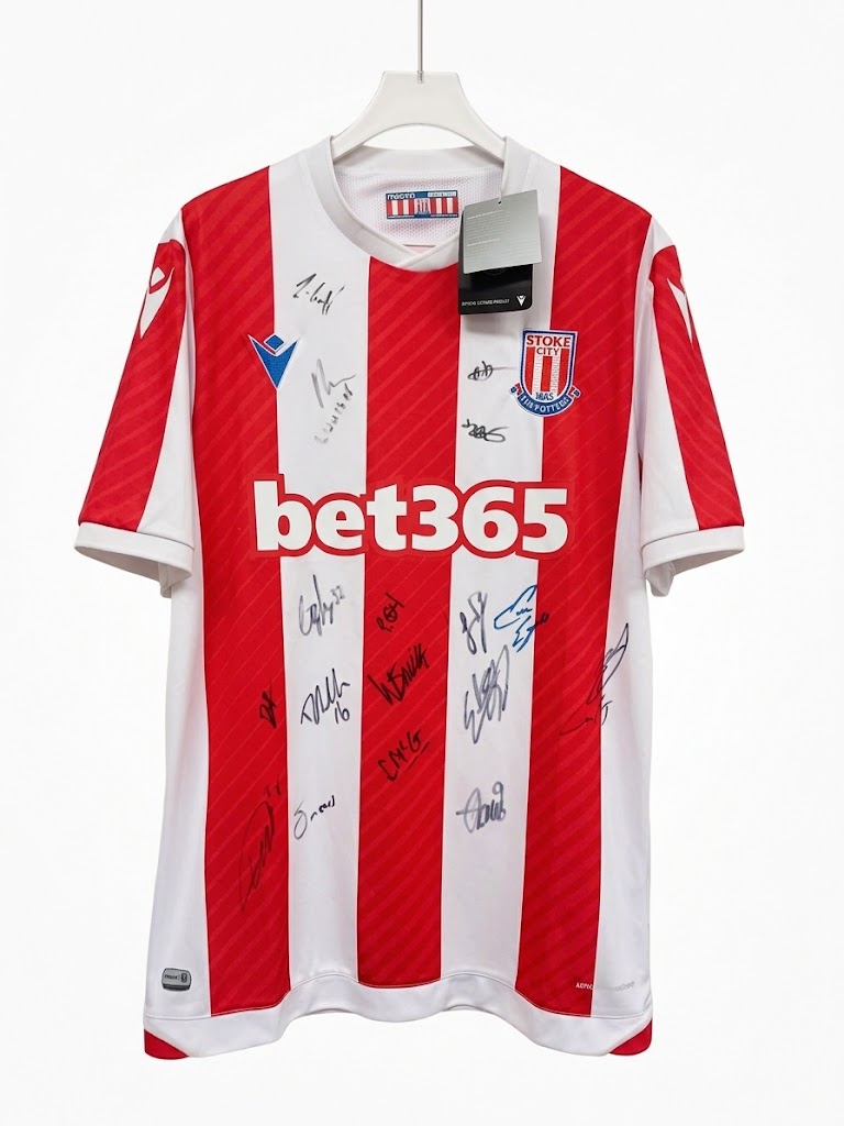 Camiseta Stoke City 2019/20 Local - Firmada por la Plantilla - Talla M