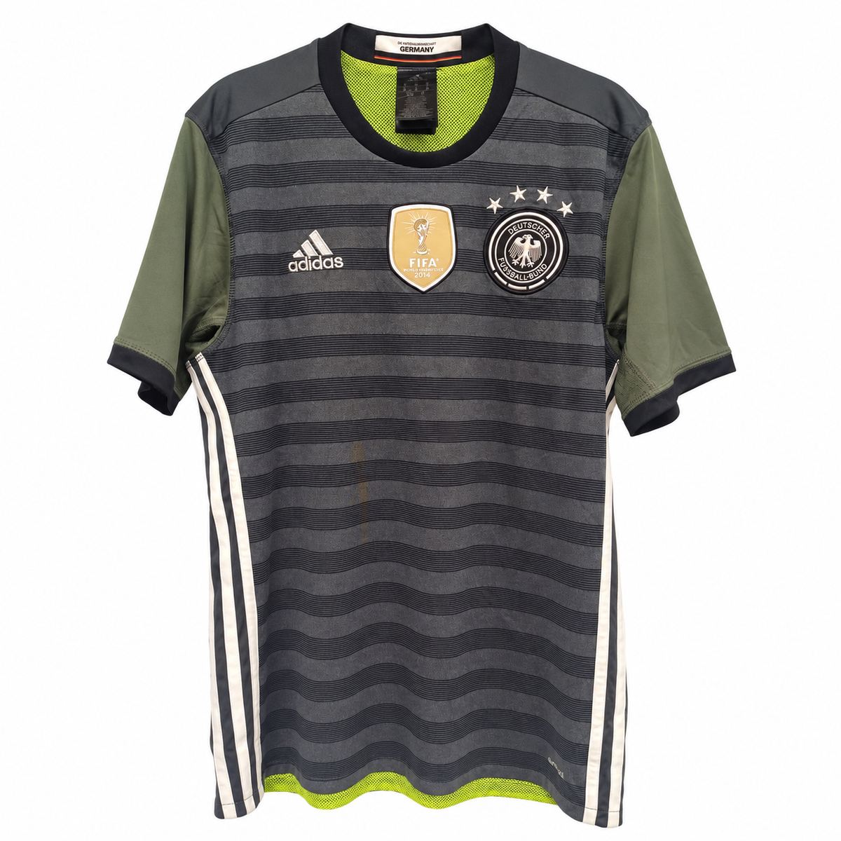 Camiseta Adidas Alemania Segunda Equipación Reversible Eurocopa 2016 - Gris/Verde Neón - Talla M