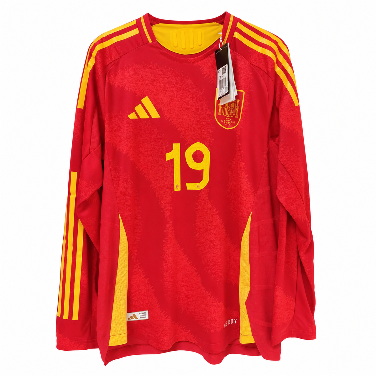 Camiseta de Fútbol Adidas España Primera Equipación 2024 Manga Larga Authentic - Lamine Yamal #19 - Talla M