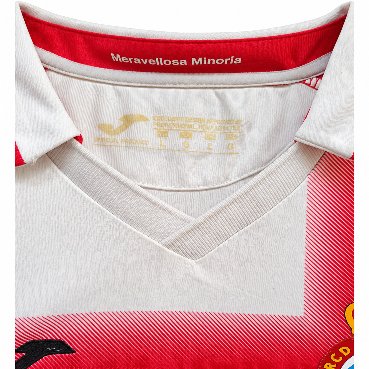 Camiseta Joma RCD Espanyol 2015/16 Talla L Segunda Equipación Blanca Cruz Roja – JUGUETE USADO CON FIRMAS (Sergio García, Caicedo, Asensio, etc.)