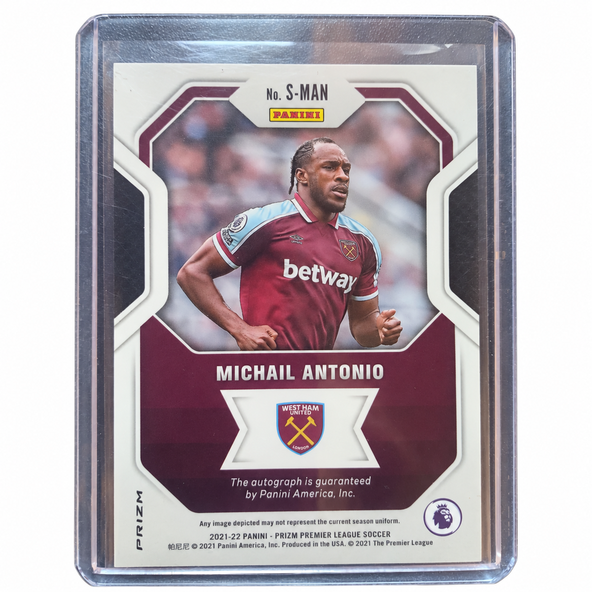 Carta Panini Prizm Premier League 21/22: Michail Antonio Signatures Tarjeta Autografiada – NUEVA / MINT
