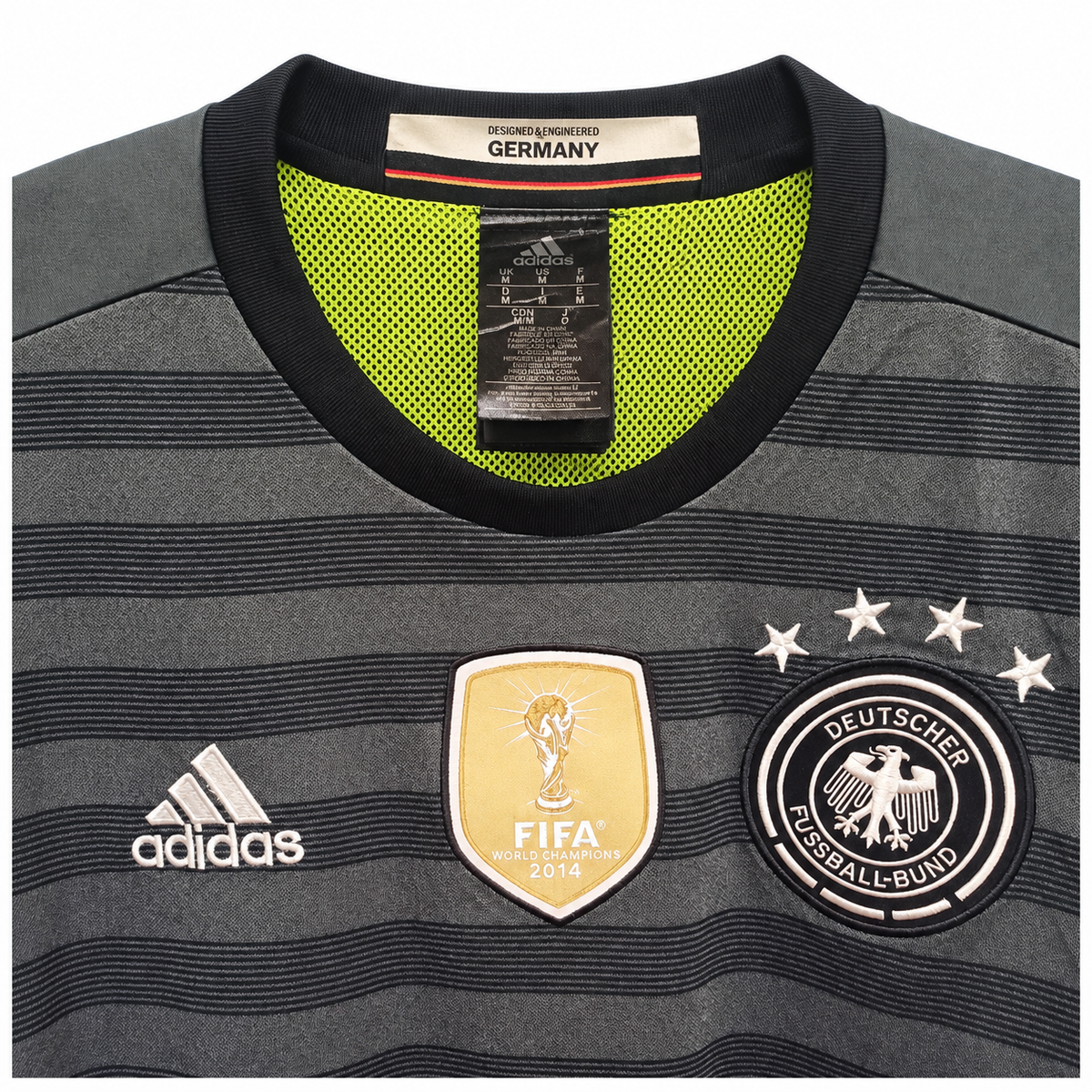 Camiseta Adidas Alemania Segunda Equipación Reversible Eurocopa 2016 - Gris/Verde Neón - Talla M