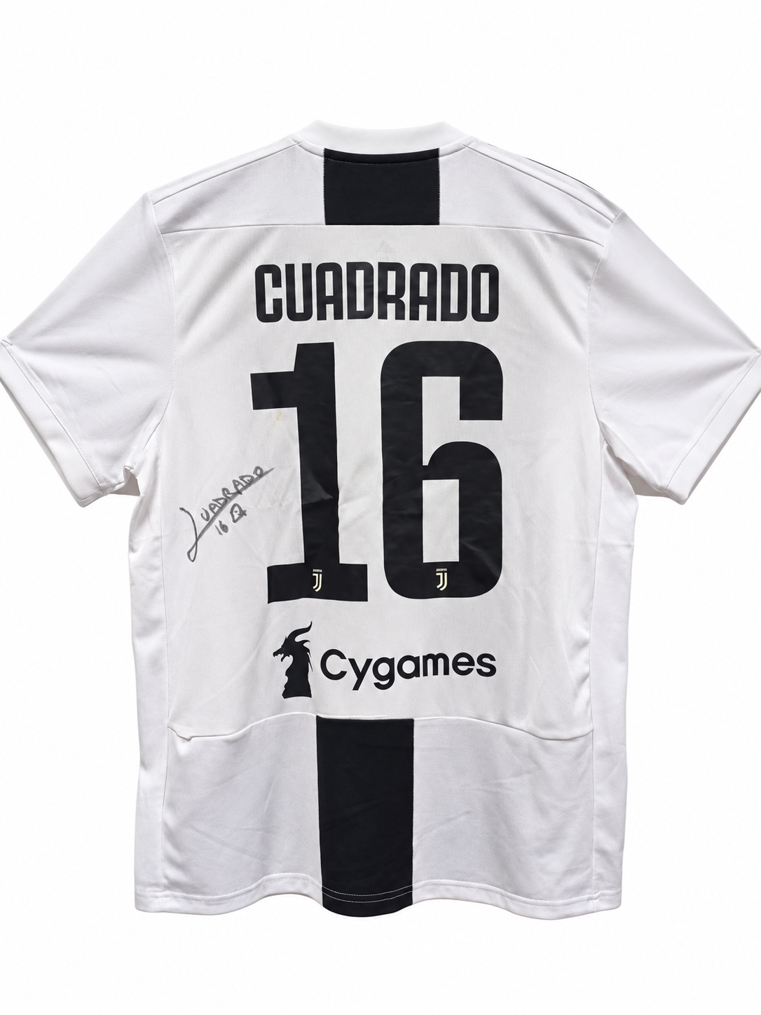 Camiseta Adidas Juventus Primera Equipación 2018/2019 Firmada por Juan Cuadrado - Bianconera - Talla L