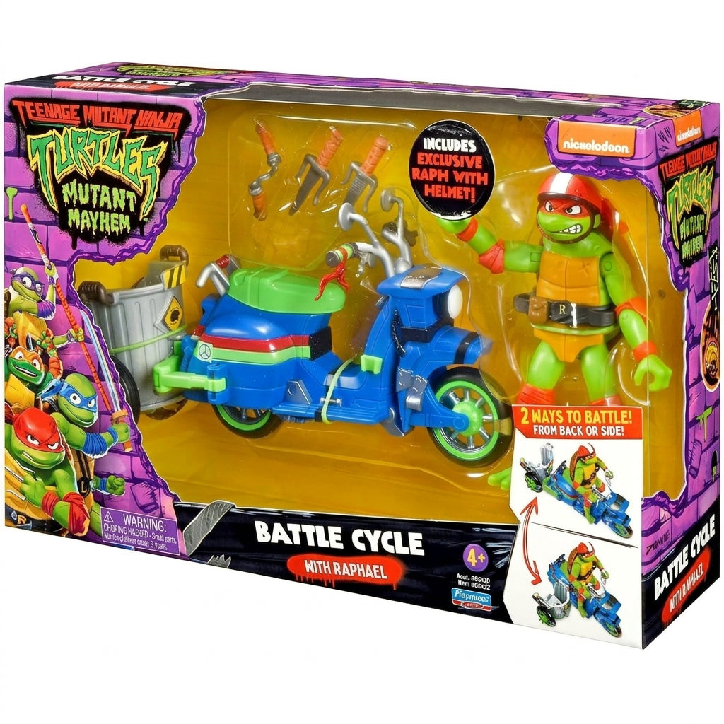 Pack Tortugas Ninja Caos Mutante Moto Battle Cycle con Figura de Raphael 11.5 cm – Playmates / Famosa (2023)