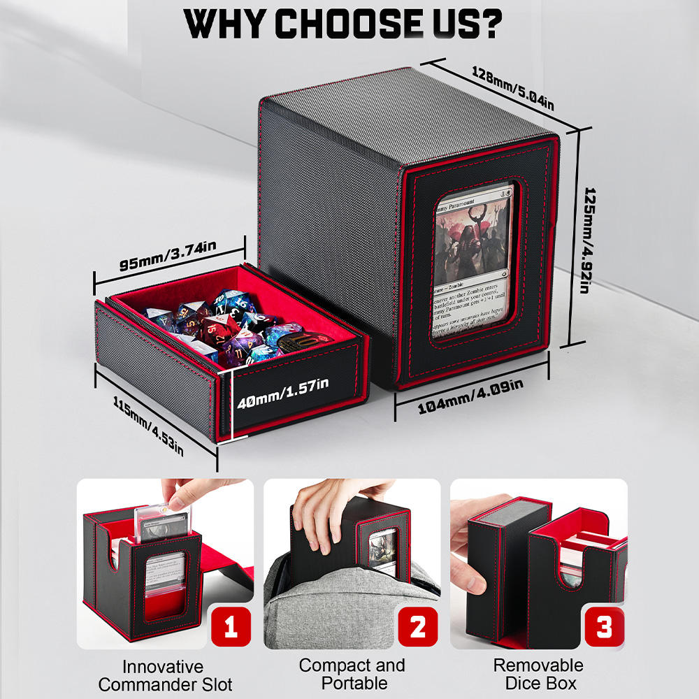 Porta Mazos Commander Premium con Ventana y Caja de Dados (12.5 x 10.4 x 12.8 cm) - Edición 2026